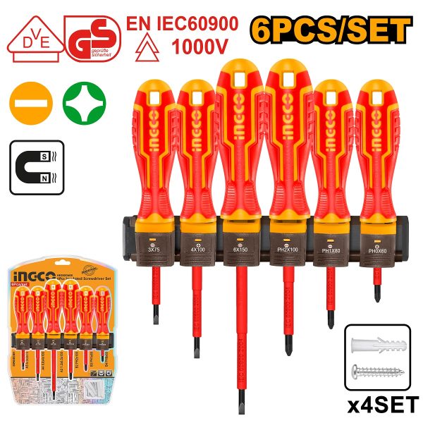 JUEGO DE 6 DESTORNILLADORES DIELECTRICOS INGCO